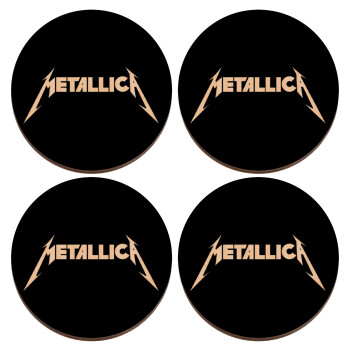 Metallica logo, ΣΕΤ x4 Σουβέρ ξύλινα στρογγυλά plywood (9cm)
