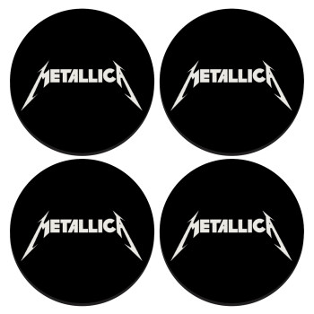 Metallica logo, ΣΕΤ 4 Σουβέρ ξύλινα στρογγυλά (9cm)