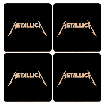 Metallica logo, ΣΕΤ x4 Σουβέρ ξύλινα τετράγωνα plywood (9cm)