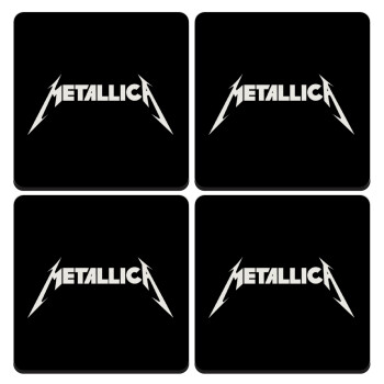 Metallica logo, ΣΕΤ 4 Σουβέρ ξύλινα τετράγωνα (9cm)