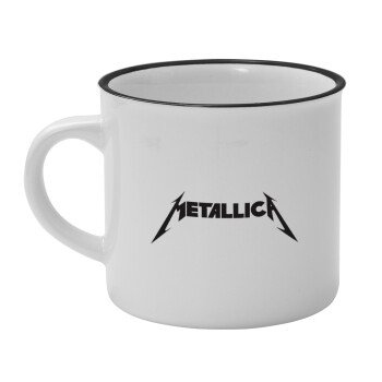 Metallica logo, Κούπα κεραμική vintage Λευκή/Μαύρη 230ml