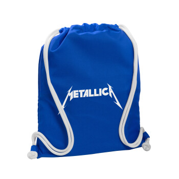 Metallica, Τσάντα πλάτης πουγκί GYMBAG Μπλε, με τσέπη (40x48cm) & χονδρά κορδόνια