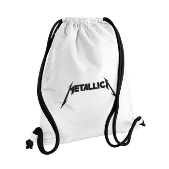 Metallica, Backpack pouch GYMBAG white, with pocket (40x48cm) & thick cords