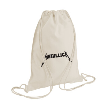 Metallica logo, Τσάντα πλάτης πουγκί GYMBAG natural (28x40cm)