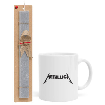 Metallica logo, Πασχαλινό Σετ, Κούπα κεραμική (330ml) & πασχαλινή λαμπάδα αρωματική πλακέ (30cm) (ΓΚΡΙ)