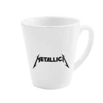Metallica logo, Κούπα κωνική Latte Λευκή, κεραμική, 300ml