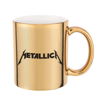 Metallica logo, Κούπα κεραμική, χρυσή καθρέπτης, 330ml