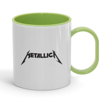 Metallica logo, Κούπα (πλαστική) (BPA-FREE) Polymer Πράσινη για παιδιά, 330ml