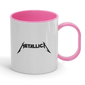 Metallica logo, Κούπα (πλαστική) (BPA-FREE) Polymer Ροζ για παιδιά, 330ml