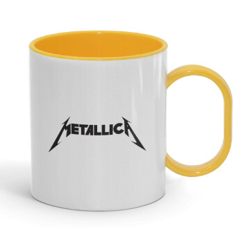 Metallica logo, Κούπα (πλαστική) (BPA-FREE) Polymer Κίτρινη για παιδιά, 330ml
