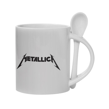 Metallica logo, Κούπα, κεραμική με κουταλάκι, 330ml (1 τεμάχιο)