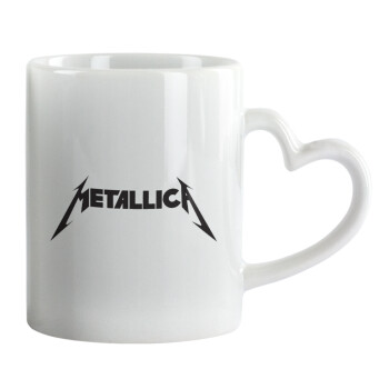 Metallica logo, Κούπα καρδιά χερούλι λευκή, κεραμική, 330ml