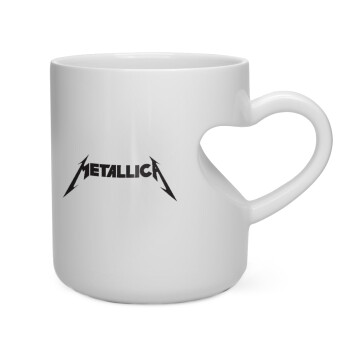 Metallica logo, Κούπα καρδιά λευκή, κεραμική, 330ml