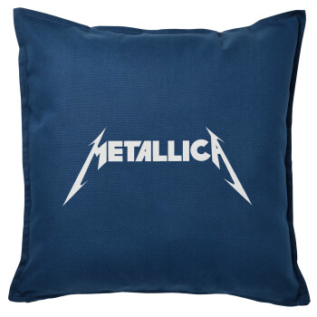 Metallica logo, Μαξιλάρι καναπέ Μπλε 100% βαμβάκι, περιέχεται το γέμισμα (50x50cm)