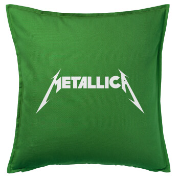 Metallica logo, Μαξιλάρι καναπέ Πράσινο 100% βαμβάκι, περιέχεται το γέμισμα (50x50cm)