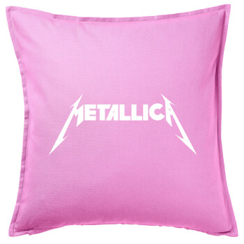 Metallica logo, Μαξιλάρι καναπέ ΡΟΖ 100% βαμβάκι, περιέχεται το γέμισμα (50x50cm)