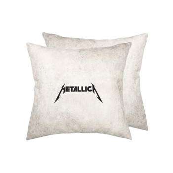Metallica logo, Μαξιλάρι καναπέ Δερματίνη Γκρι 40x40cm με γέμισμα