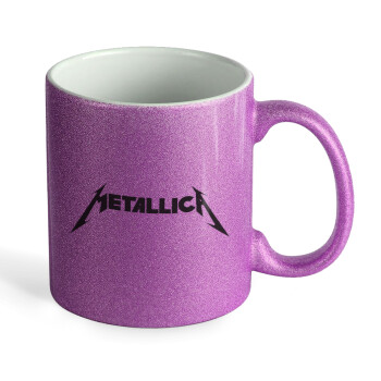 Metallica logo, Κούπα Μωβ Glitter που γυαλίζει, κεραμική, 330ml