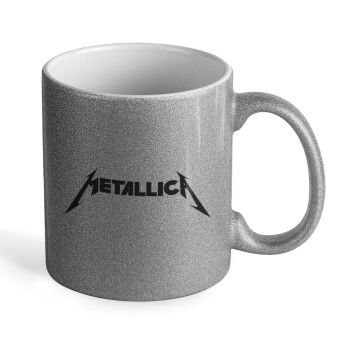 Metallica logo, Κούπα Ασημένια Glitter που γυαλίζει, κεραμική, 330ml