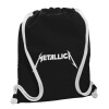 Backpack pouch GYMBAG Black, with pocket (40x48cm) & thick white cords