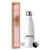 Easter Set, metallic stainless steel water bottle (750ml) & scented flat Easter candle (30cm) (PINK)