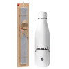 Easter Set, metallic stainless thermos bottle (500ml) & scented flat Easter candle (30cm) (GRAY)