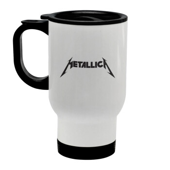 Metallica, Stainless steel travel mug with lid, double wall white 450ml
