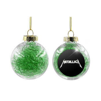 Metallica logo, Χριστουγεννιάτικη μπάλα δένδρου διάφανη με πράσινο γέμισμα 8cm