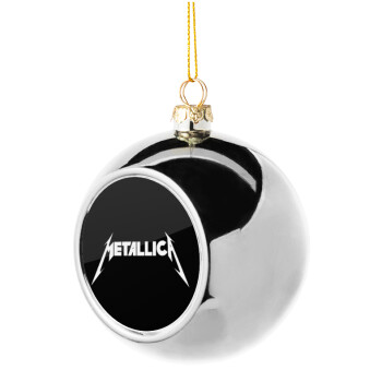 Metallica logo, Χριστουγεννιάτικη μπάλα δένδρου Ασημένια 8cm