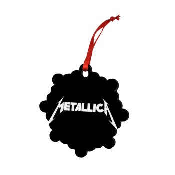 Metallica logo, Χριστουγεννιάτικο στολίδι snowflake ξύλινο 7.5cm