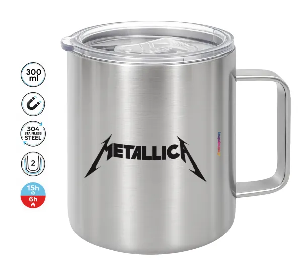 Metallica — Double-walled stainless steel mug 300ml with temperature-retaining lid