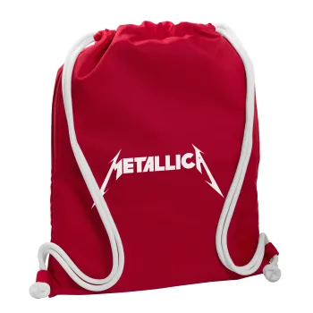 Metallica, Τσάντα πλάτης πουγκί GYMBAG Κόκκινη, με τσέπη (40x48cm) & χονδρά κορδόνια