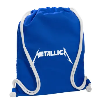 Metallica, Τσάντα πλάτης πουγκί GYMBAG Μπλε, με τσέπη (40x48cm) & χονδρά κορδόνια