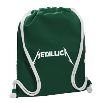Metallica, Τσάντα πλάτης πουγκί GYMBAG BOTTLE GREEN, με τσέπη (40x48cm) & χονδρά λευκά κορδόνια