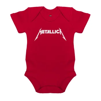 Metallica, Βρεφικό φορμάκι μωρού, ΚΟΚΚΙΝΟ, 100% Organic Cotton, κοντομάνικο
