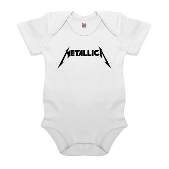 Metallica, Βρεφικό φορμάκι μωρού, 0-24 μηνών, ΛΕΥΚΟ, 100% Organic Cotton, κοντομάνικο