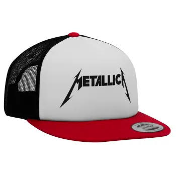 Metallica, Καπέλο Ενηλίκων Foam Flat Snapback με Δίχτυ Κόκκινο-Λευκό-Μαύρο (POLYESTER, ΕΝΗΛΙΚΩΝ, UNISEX, ONE SIZE)