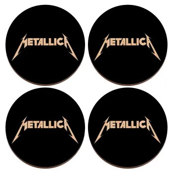 Metallica, ΣΕΤ x4 Σουβέρ ξύλινα στρογγυλά plywood (9cm)