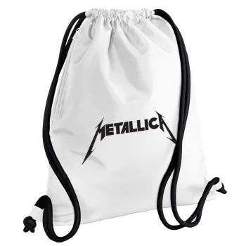 Metallica, Backpack pouch GYMBAG white, with pocket (40x48cm) & thick cords