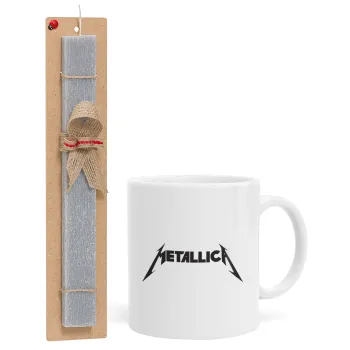Metallica, Easter Set, Ceramic Cup (330ml) & Easter aromatic flat candle (30cm) (GRAY)