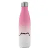 Metal mug thermos Pink/White (Stainless steel), double wall, 500ml