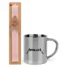 Easter Set, metallic thermal cup (300ml) & aromatic flat Easter candle (30cm) (PINK)