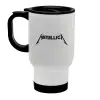Stainless steel travel mug with lid, double wall white 450ml
