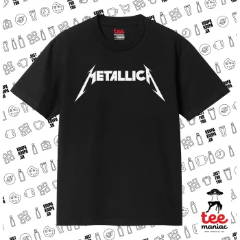 Metallica, Κλασικό T-Shirt, διπλής ραφής, χωρίς πλευρικές ραφές ΜΑΥΡΟ από 100% βαμβάκι. Vegan & OEKO-TEX πιστοποιημένο.