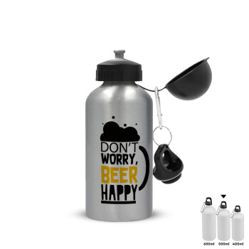 Don't worry BEER Happy, Metallic water jug, Silver, aluminum 500ml