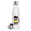 Don't worry BEER Happy, Metal mug thermos White (Stainless steel), double wall, 500ml