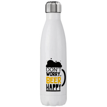 Don't worry BEER Happy, Stainless steel, double-walled, 750ml