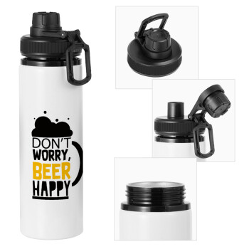 Don't worry BEER Happy, Metal water bottle with safety cap, aluminum 850ml