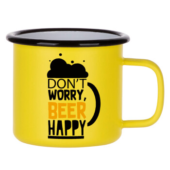 Don't worry BEER Happy, Κούπα Μεταλλική εμαγιέ ΜΑΤ Κίτρινη 360ml