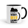Don't worry BEER Happy, Mug colored black, ceramic, 330ml